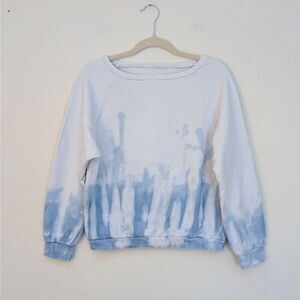 Nili Lotan Classic Crew Neck Tie Dye Sweatshirt Women's Medium Blue/White
